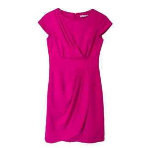 Eliza J Drape Crepe Sheath Dress | Pink/Fuscia | Sz 14 | FLAW - READ DESCRIPTION